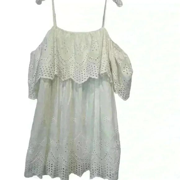 ASOS DESIGN premium double layer off shoulder mini dress white Size 12 - Picture 5 of 12